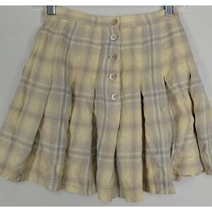Pendleton Women's Sz 2 Yellow Plaid Pleated Short Skirt 100% Rayon Clueless READ